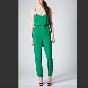 TopShop Lux Strappy Jumpsuit in Green